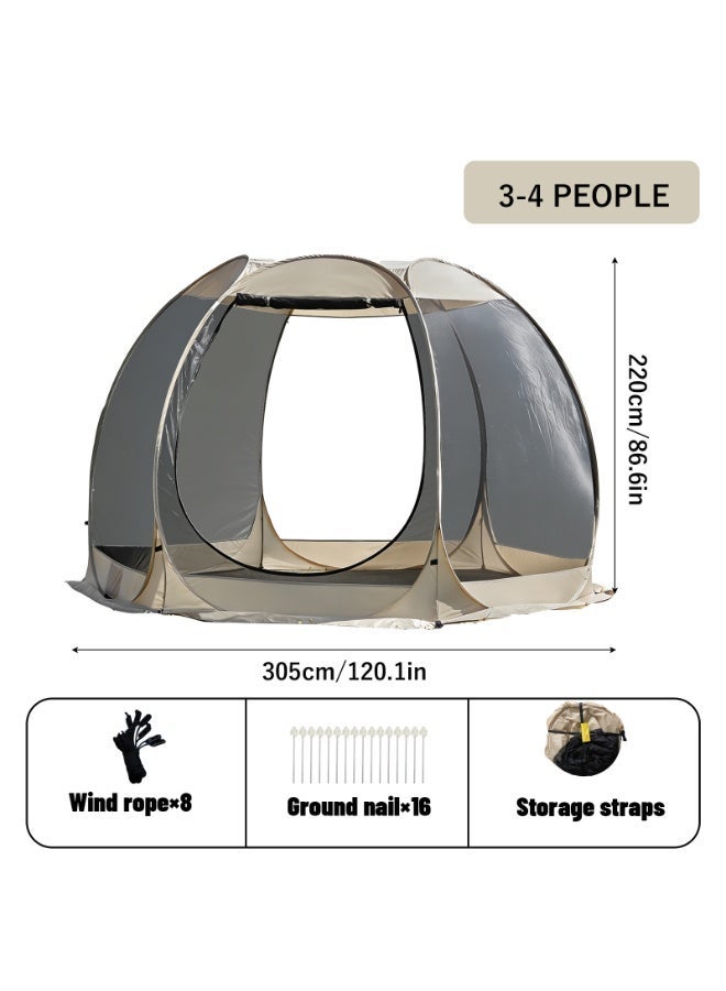 PAKICETUS 4-6 Person Pop-Up Camping Tent with Mosquito Netting, 3-in-1 Gazebo Canopy with Detachable Sunshade, Outdoor Sun Shelter for Camping, Garden & Backyard - Image 3